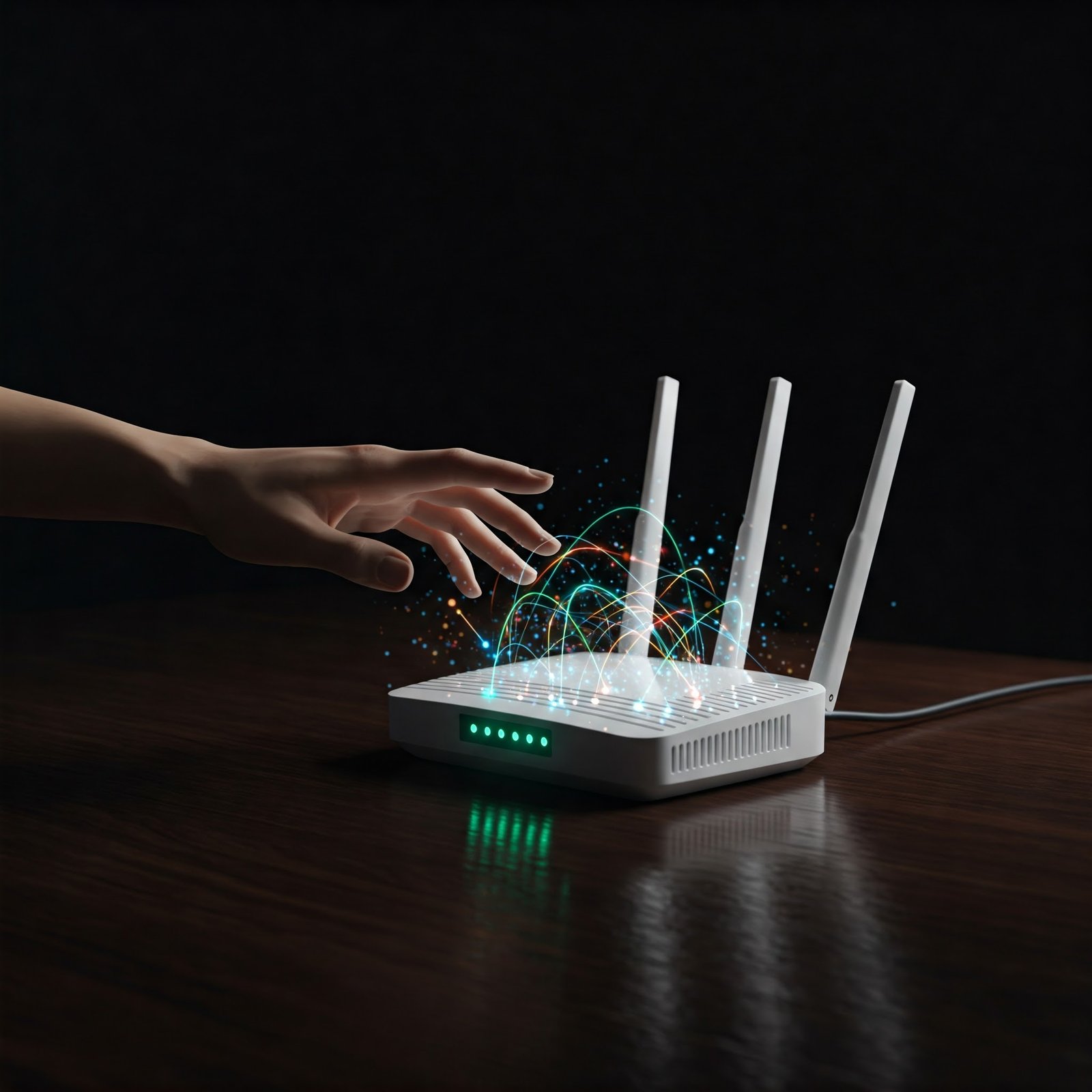 Faster WiFi: Hand reaching for router