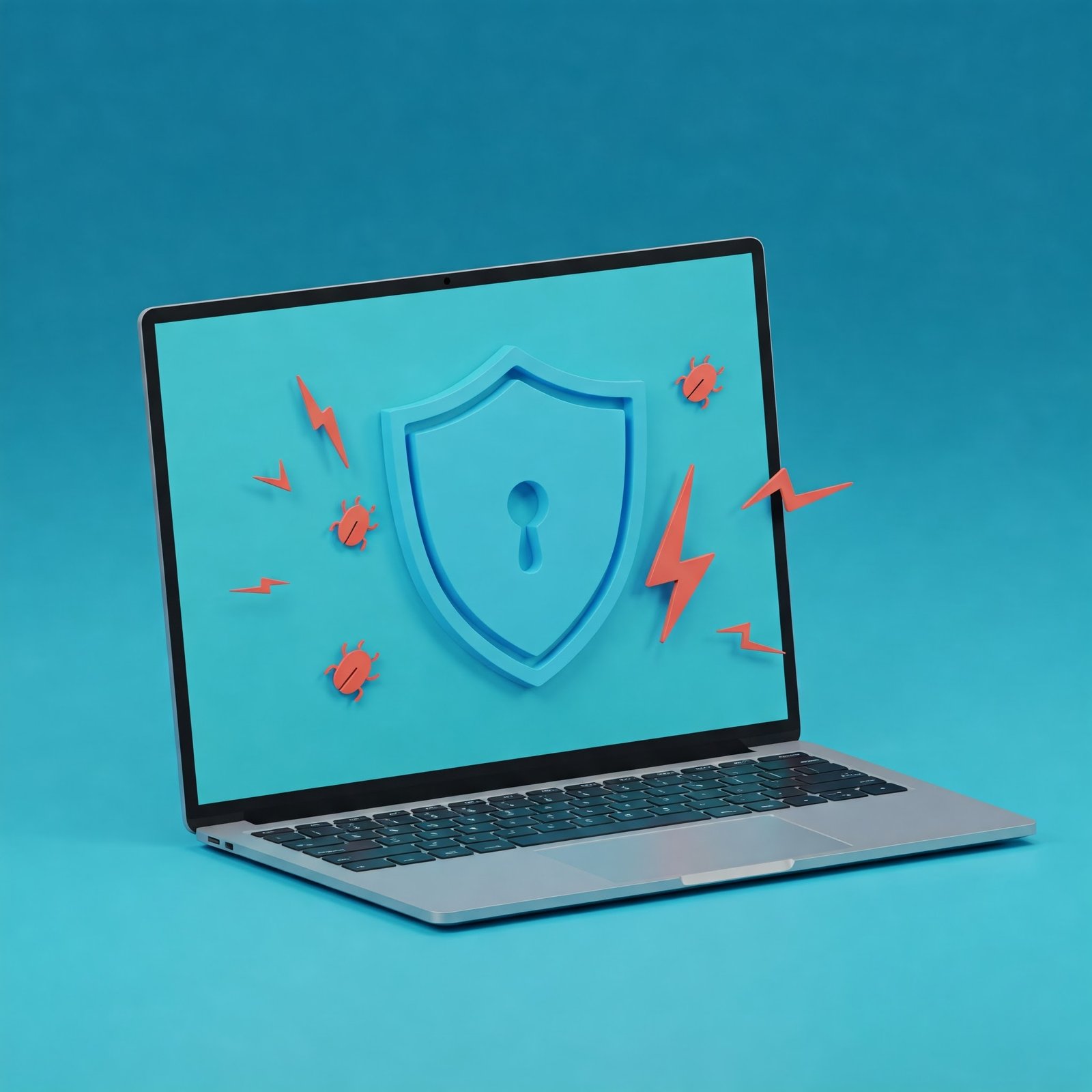 Digital security shield on laptop screen for blog post