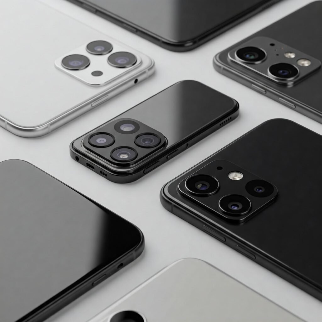 Smartphone camera modules close-up