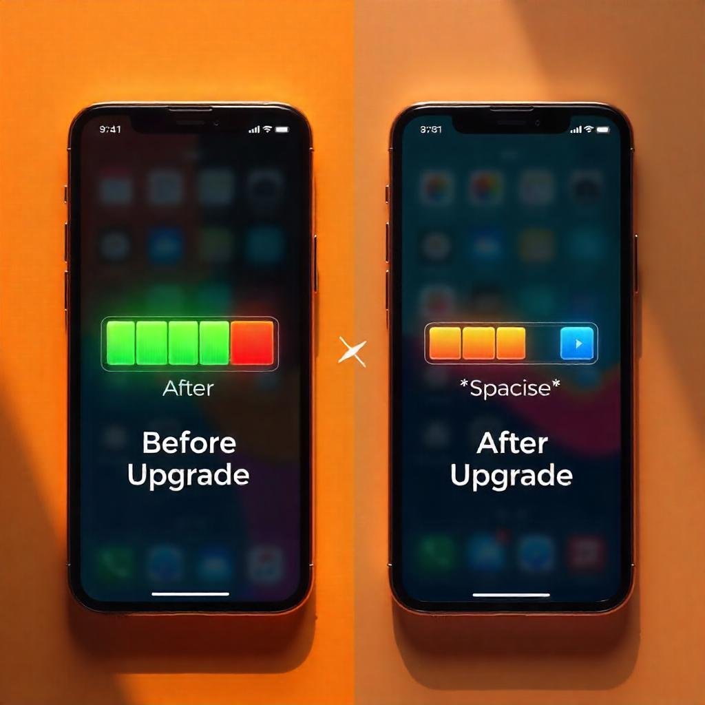 Include text labels like “Before Upgrade” and “After Upgrade.”