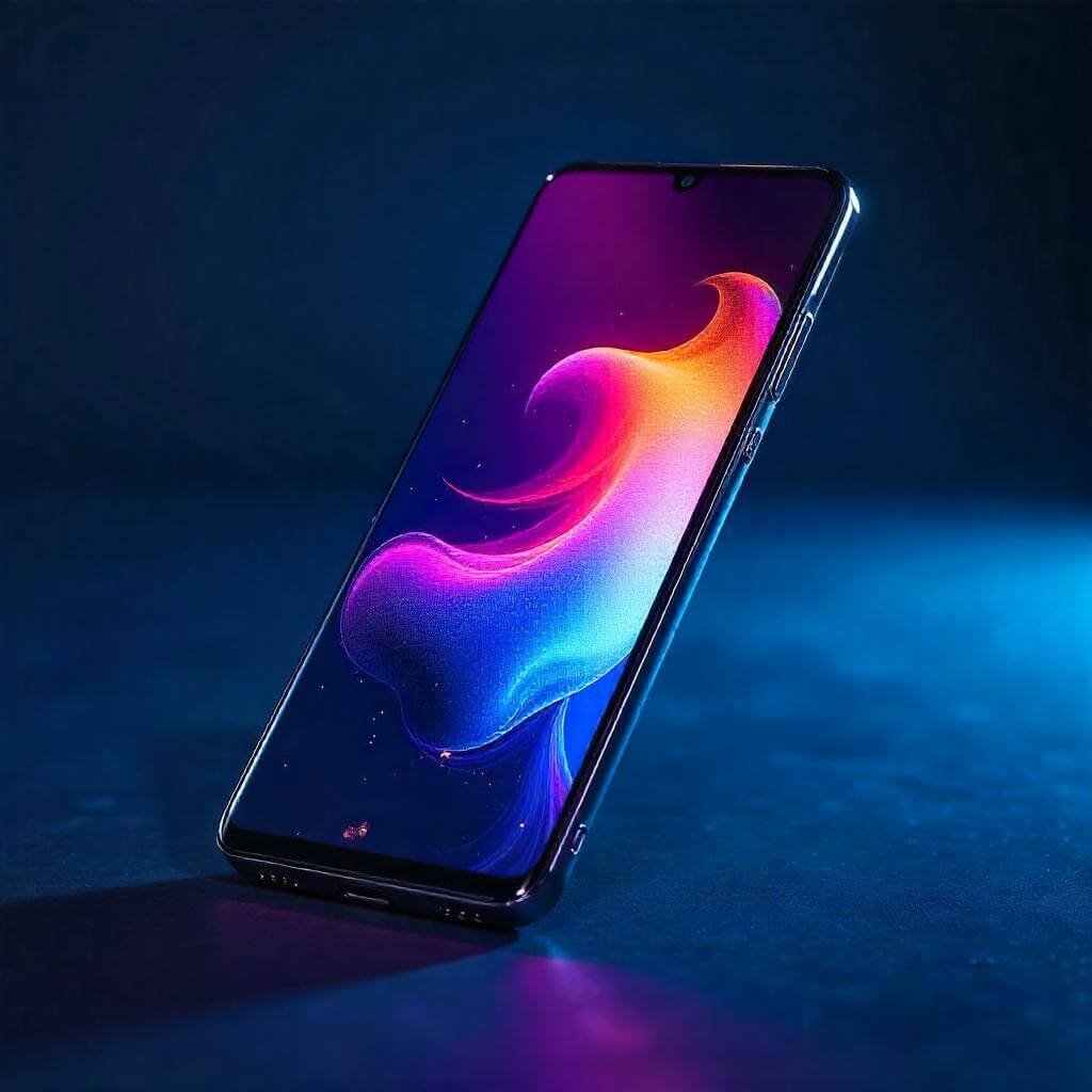 A high-resolution shot of the Samsung Galaxy S25 in a sleek black finish, angled to show its slim design and vibrant AMOLED screen displaying a colorful app interface.