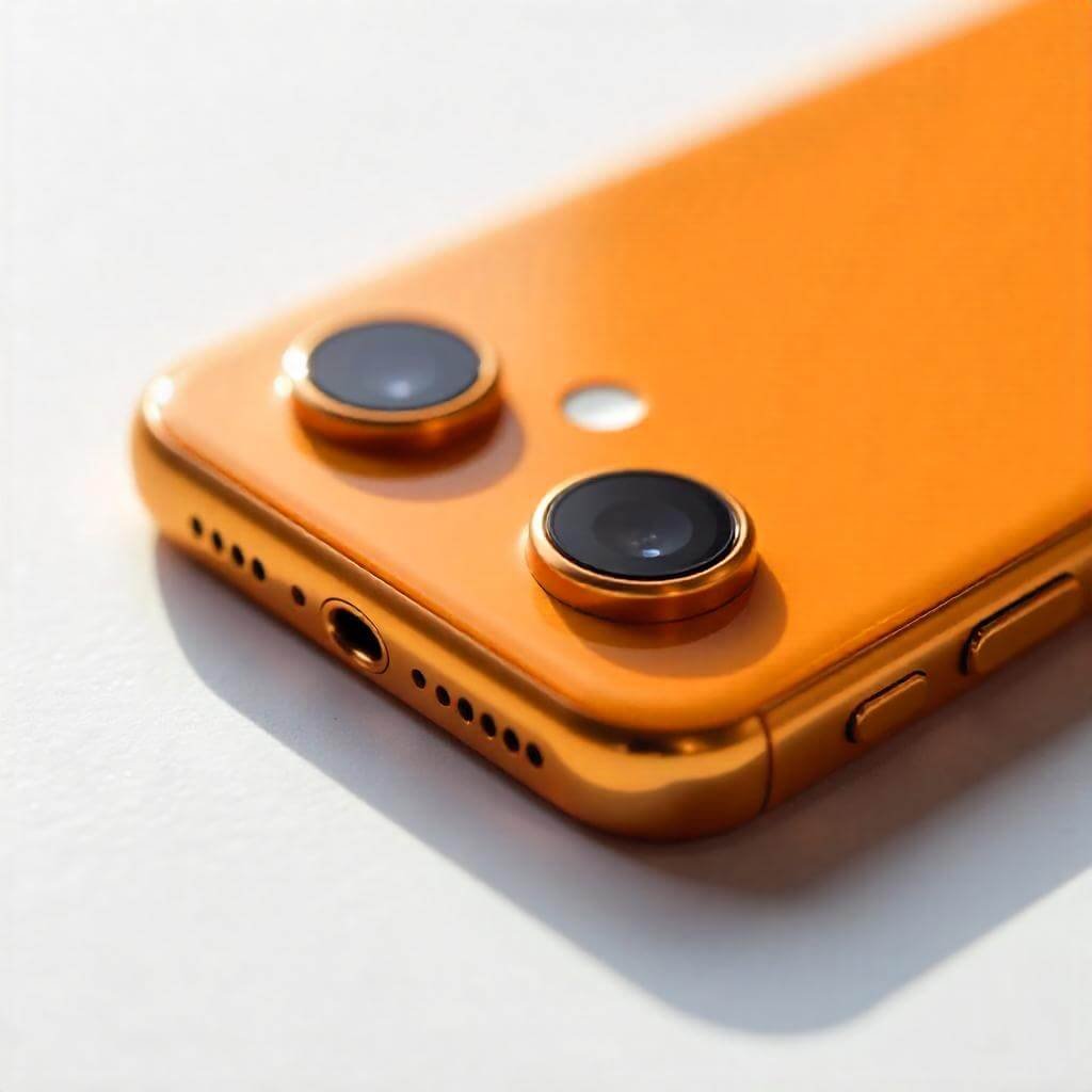 A luxurious close-up of the iPhone 17 Pro, emphasizing premium design with soft lighting and a white background.