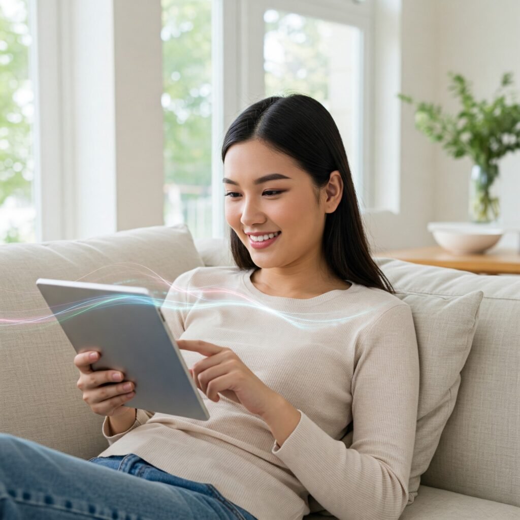 Smooth streaming: Person enjoying fast internet