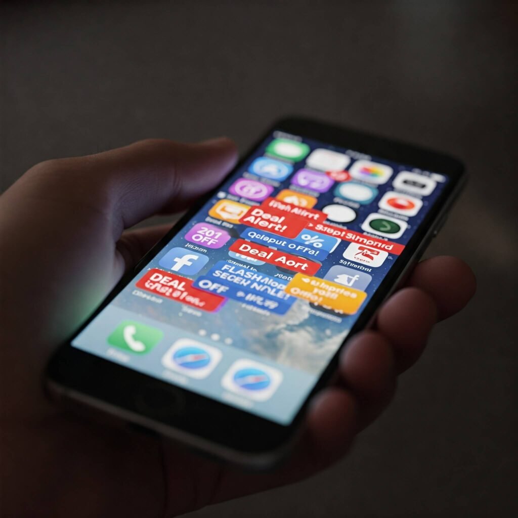 Smartphone showing shopping deals