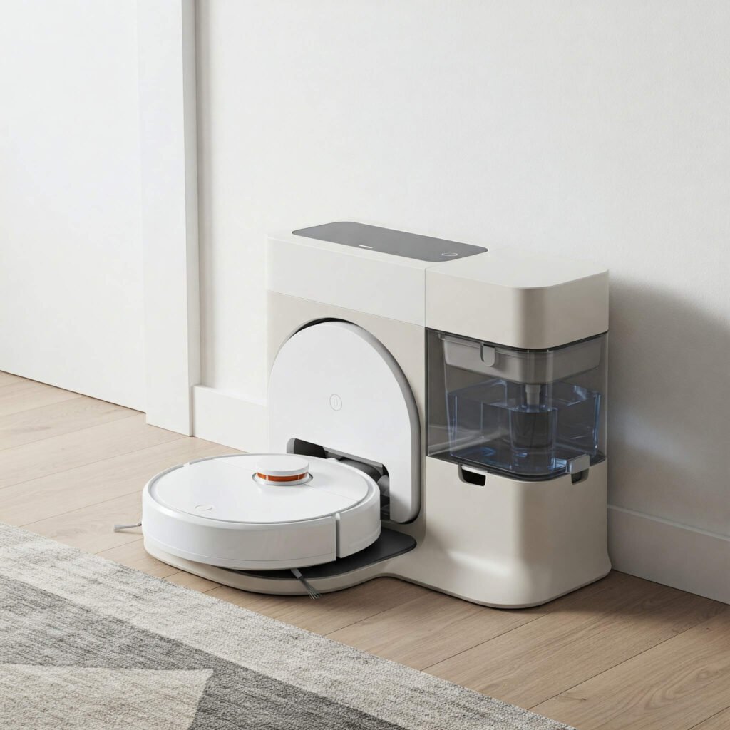Minimalist robot vacuum cleaner returning to a sl