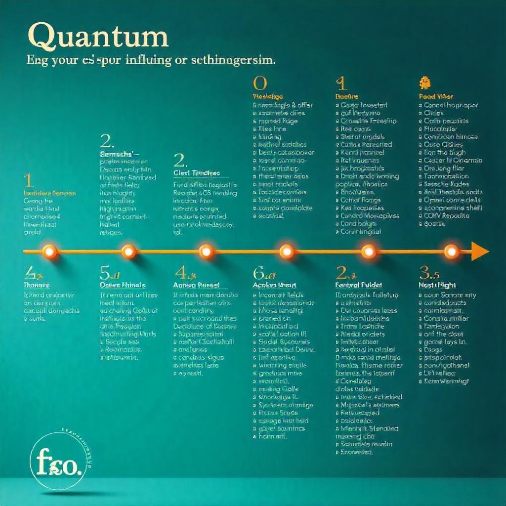 A timeline with icons representing key quantum breakthroughs (e.g., Google’s Sycamore, IBM’s quantum roadmap).