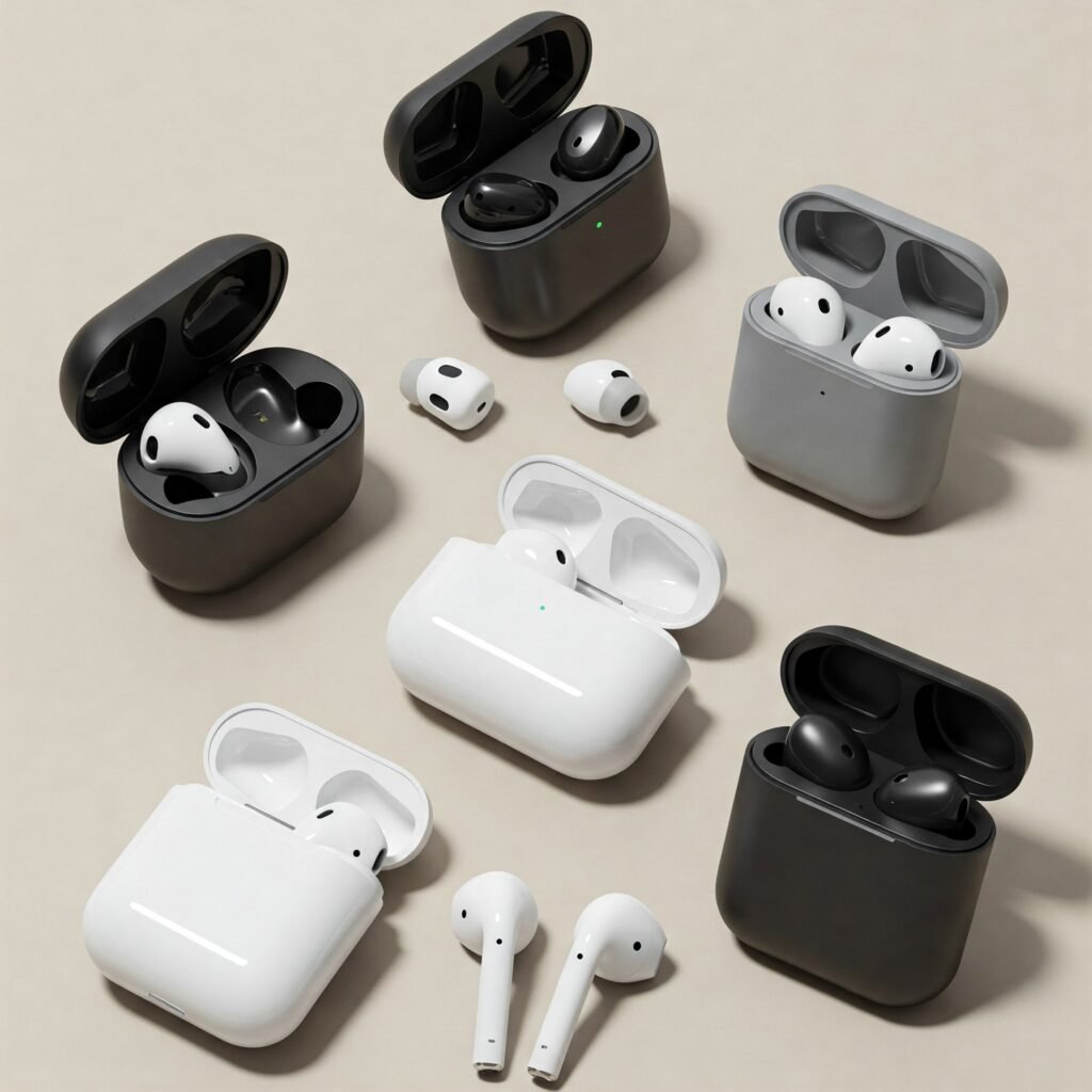 Wireless earbuds and charging cases